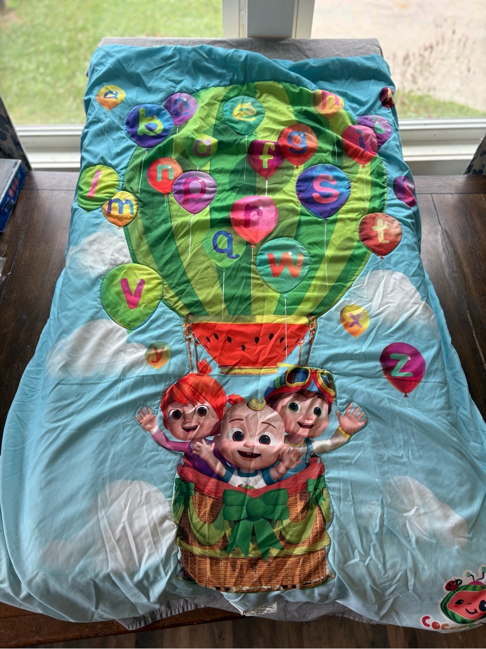 Cocomelon Kids Hot Air Balloon Bedding Throw and Pillow Case double sided